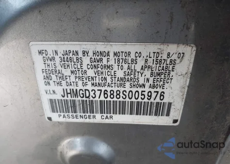 2008 Honda Fit Sport из США, поврежденный, VIN JHMGD37688S005976